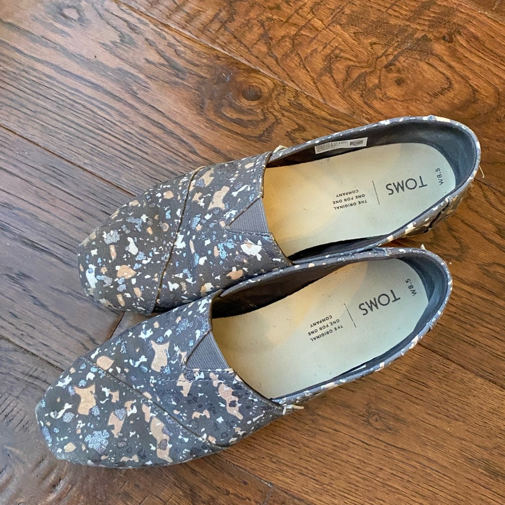 Toms Forged Iron Grey Metallic Granite Fleck flats - Picture 5 of 12